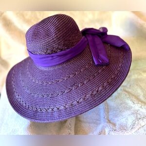 J Hats Purple straw sun hat